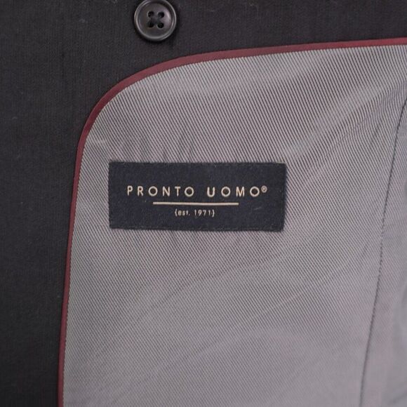 Pronto Uomo Wool Gray 2 Piece Suit 40R 36 / 33 Mid Rise Flat Front 2 Button Line - Picture 11 of 14